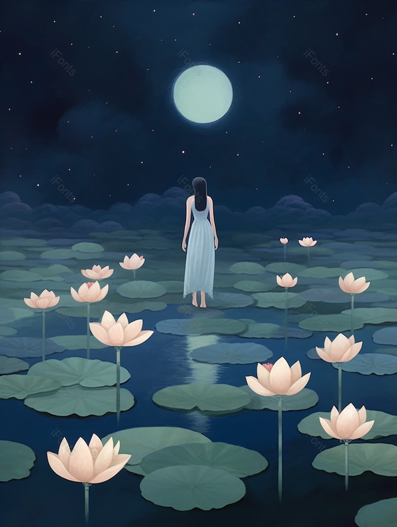 夜晚女孩背影背景,插画/手绘图,插画/手绘图库,插画/手绘图下载,插画/手绘